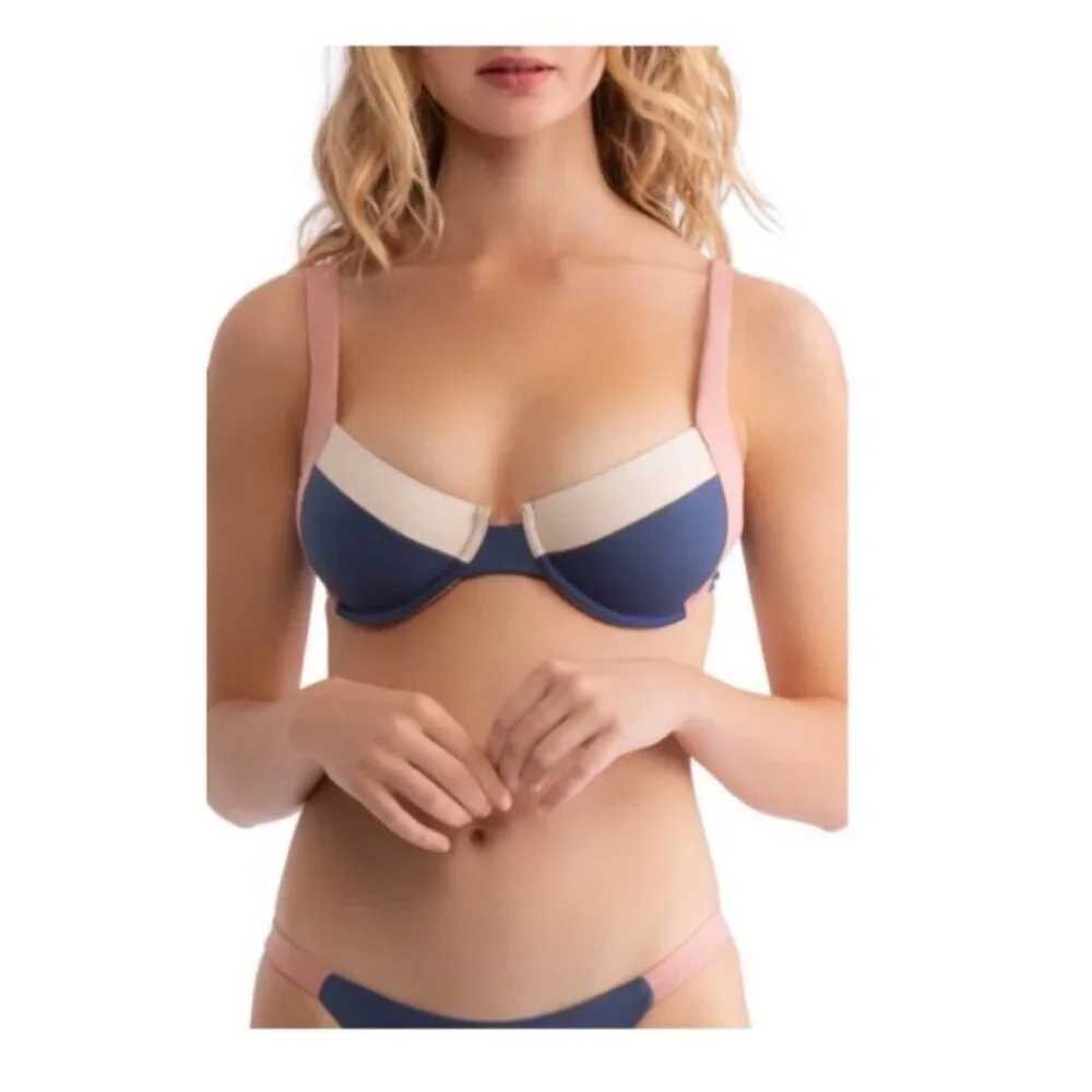 Tavik Size M Sawyer Colorblock Black Clay Underwire Bikini Top L79338